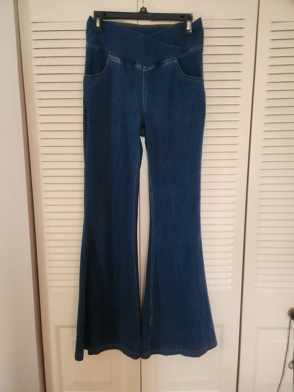 HALARA Dark Blue Flare Wide Leg Jeans